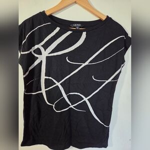 Ralph Lauren Black and White Graphic T-Shirt